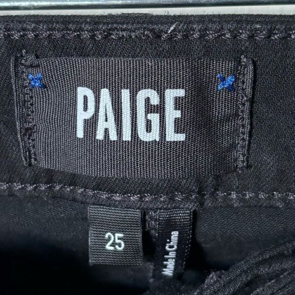 Paige Claudine Black Jeans Coated Cropped Flare Wide Leg Size 25 - Picture 9 of 11